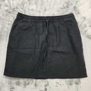 Forever 21 Skirt Women S Black Linen Flax Pull On Mini Drawstring Pockets Casual